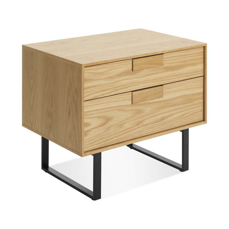 Series 11 2 - Drawer Nightstand, Black/White Oak