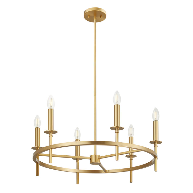 Kerween 6-Light Chandelier in Natural Brass, Natural Brass