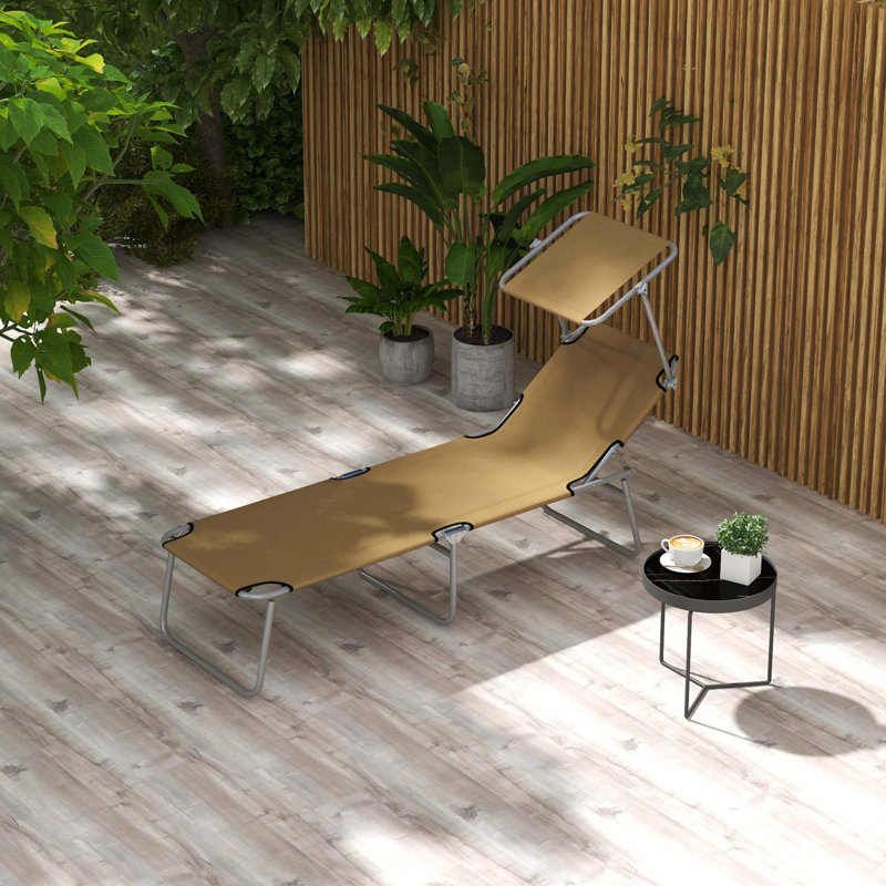 Chaise longue réglable pliante avec abat-jour amovible