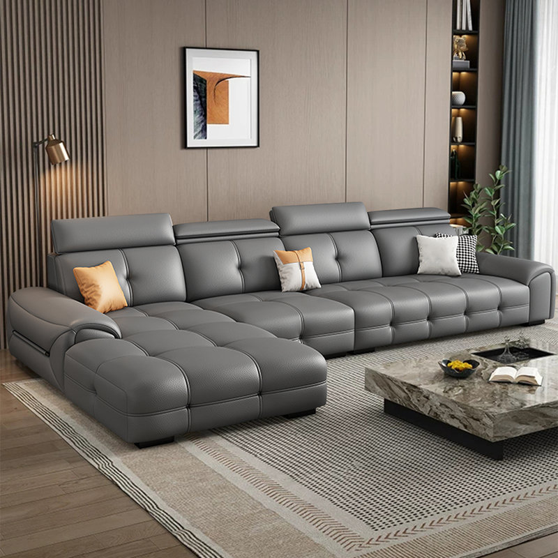 Canapé modulaire 3 pièces rembourré, Gris, H 36,22 po x l 125,98 po x P 41,73 po, Face à la gauche