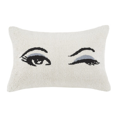 Kate Spade New York Wink Throw Pillow, 14" x 20" Textured, White Decorative Pillow for Bed or Sofa 
