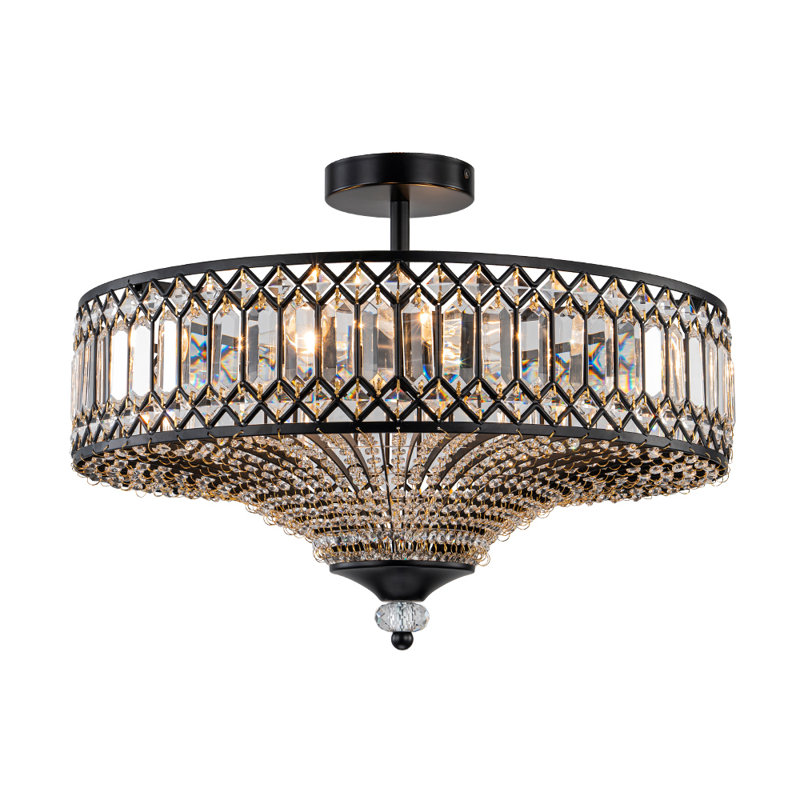Kessler 6-Light Modern Crystal Semi-Flush Mount Ceiling Light