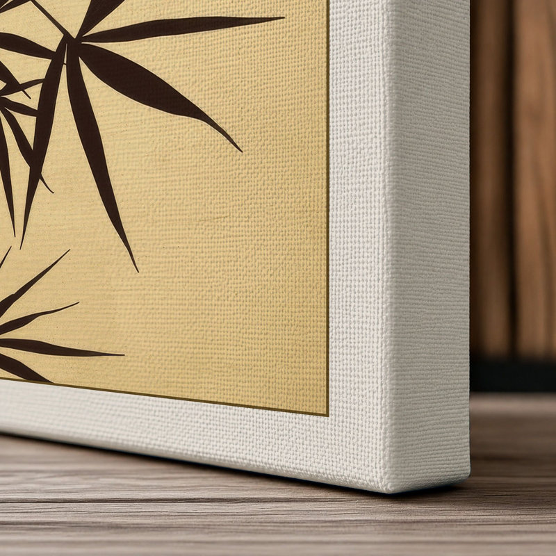 Bamboo in Ink Japandi - Wrapped Canvas, 36x24 - 91.4 x 61.0 cm, Cream Border