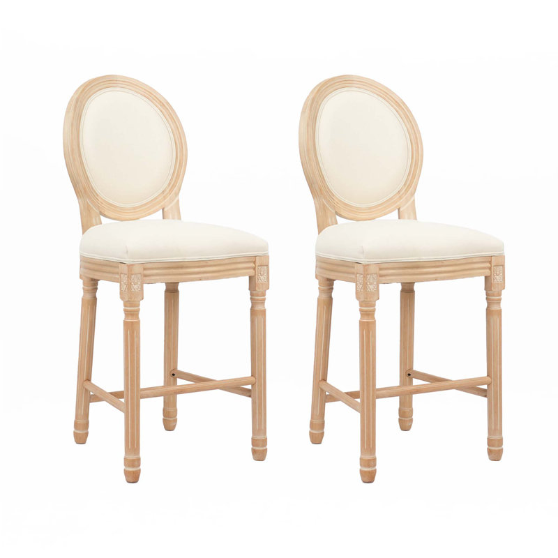Tabourets de bar en bois avec sièges rembourrés Country, ensemble de 2