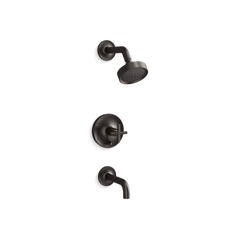 Purist Rite-Temp Bath And Shower Trim Kit With Push-Button Diverter And Cross Handle, 2.5 Gpm