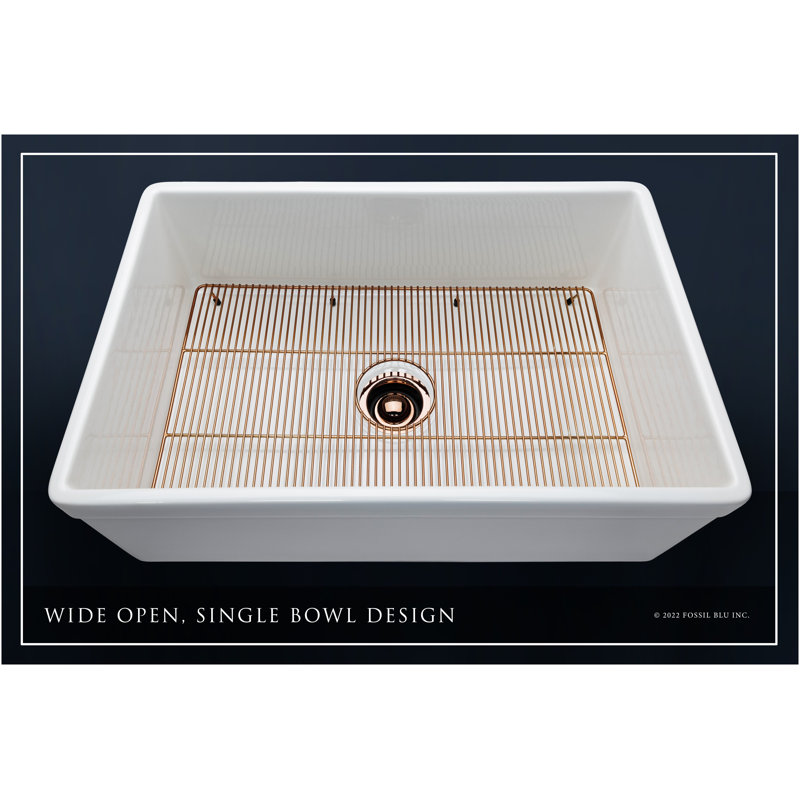 Luxury 30" L x 20" W Farmhouse Kitchen Sink with Basket strainer, Polished Rose Gold Accessories