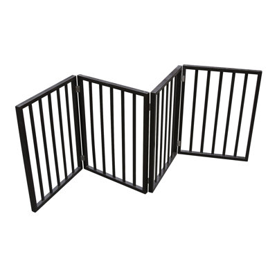 Brown Arc Wooden Freestanding Pet Gate - Folding Dog Gate For Doorways/Stairs