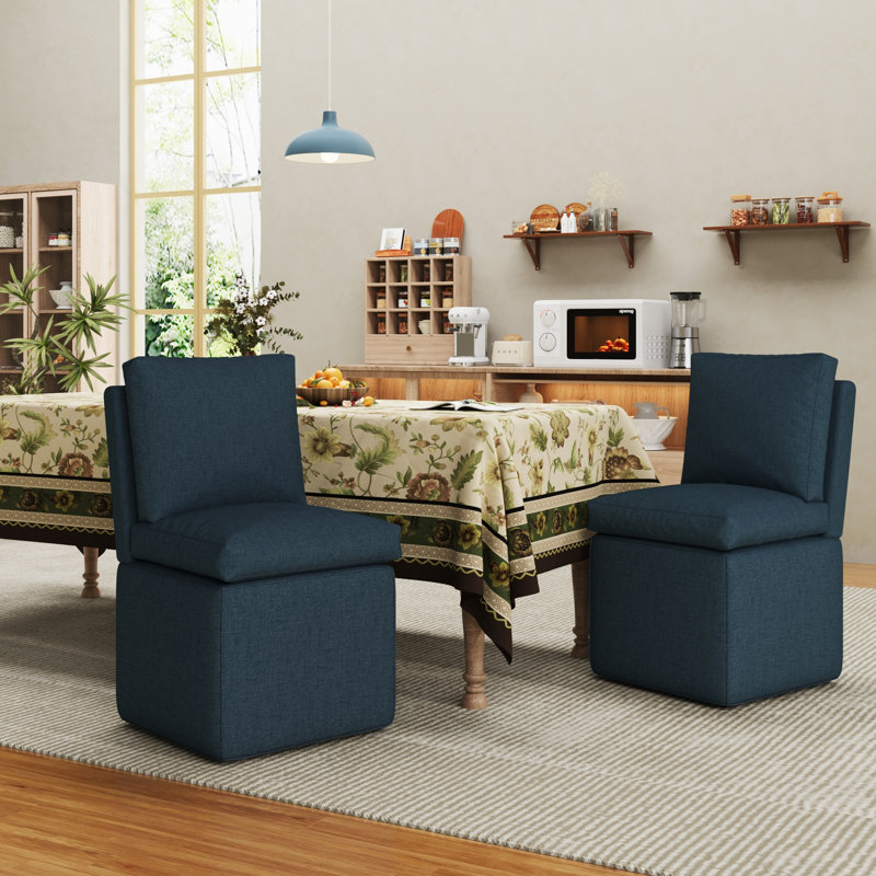 Chaise de salle à manger avec roulettes - sièges d'appoint rembourrés pour la cuisine, le bureau ou le salon (ensemble de 2)