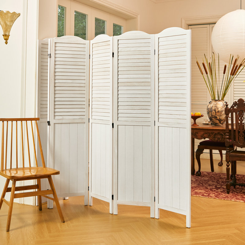 Paravent en bois massif, Blanc, 6