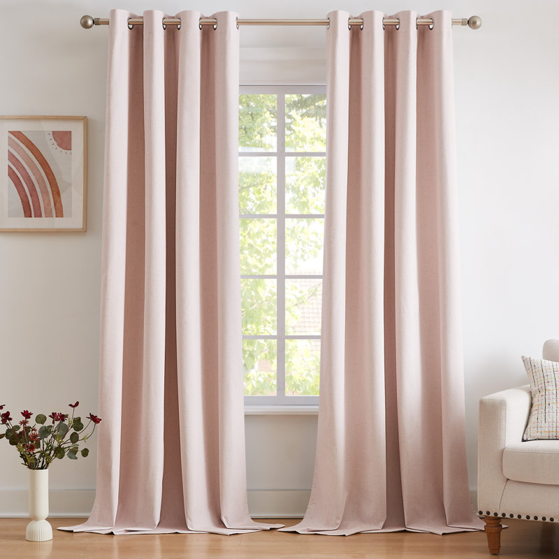  Panneau de rideau à œillets en lin de couleur unie 100% imperméable et occultant Leming (ensemble de 2), L 52 po x L 108 po