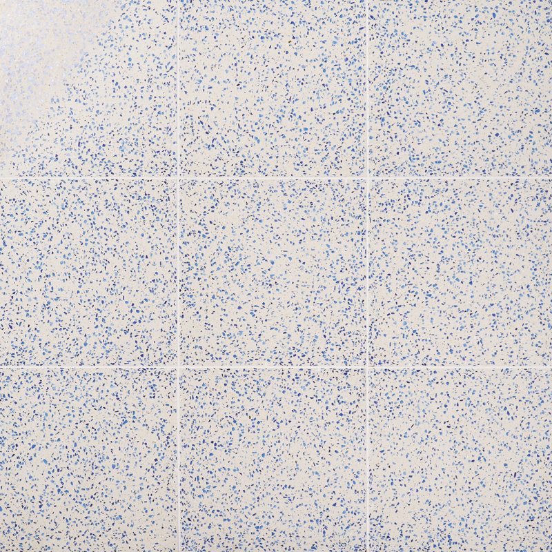 Veritas Terrazzo 16X16 Polished Terrazzo Tile, Blue/Beige