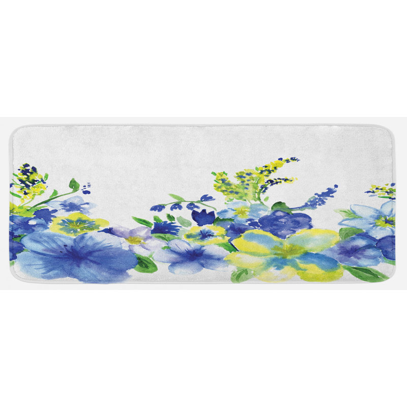 Tapis de cuisine à fleur aquarelle