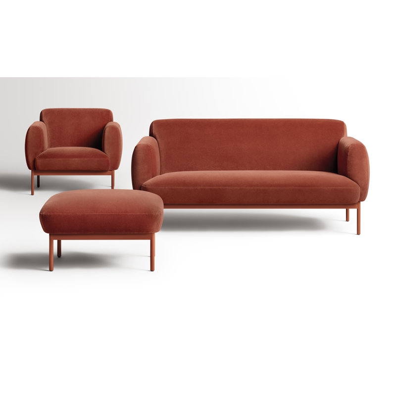 Puff Puff Armchair, Tomato Velvet