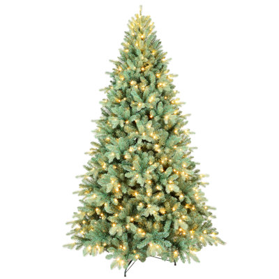 Arbre de Noël bleu en PE / PVC - embouts, branches articulées, aspect naturel, support en métal stable, décoration des Fêtes facile à assembler