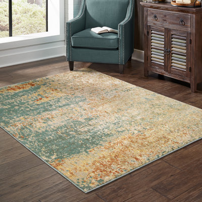 Tapis abstrait bleu / orange Ernie