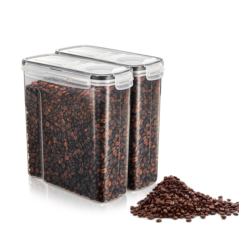 Sorbus Clear Plastic Airtight Coffee Bean Storage Container Set With Easy-access Lids - Keeps Coffee Beans Fresh, BPA-Free 2L/8.4 Cups- 2 Pack