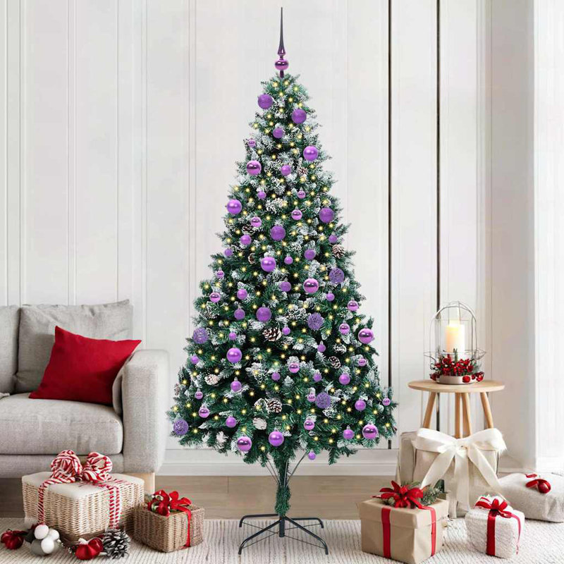 Artificial Christmas Tree with 300 LEDs with Stand, Purple, 6.89' H