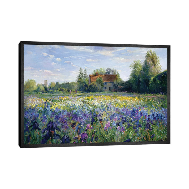 Evening At The Iris Field by Timothy Easton - Floater Frame Painting on Canvas, Black Framed, 66.04 cm H x 45.72 cm W
