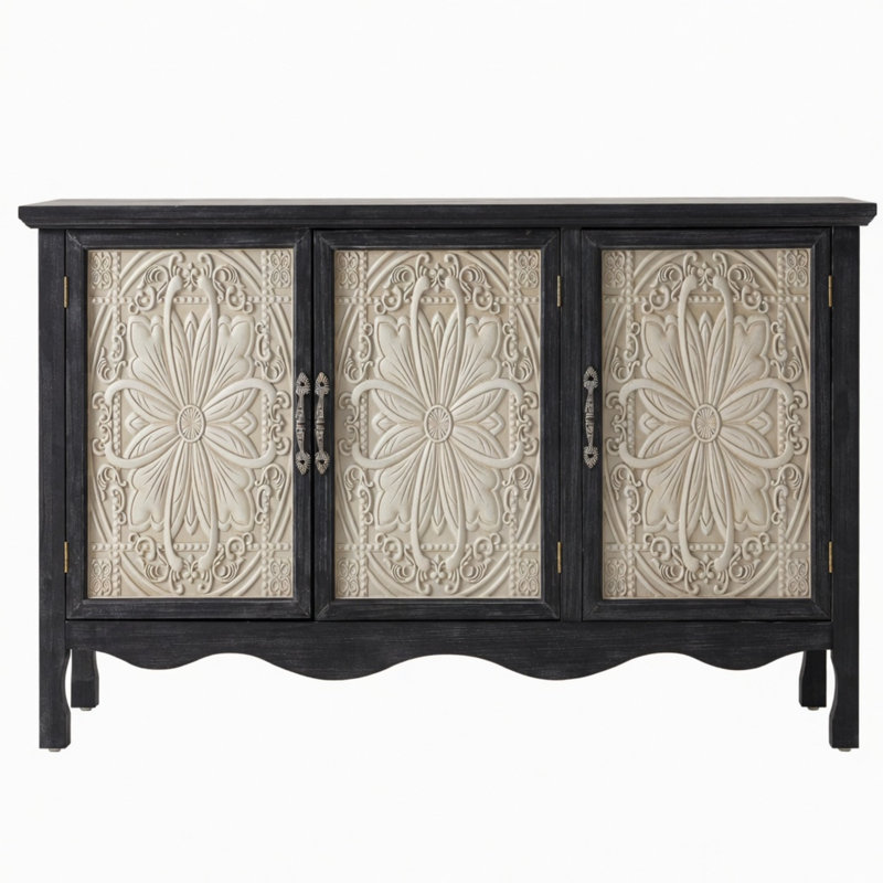 Buffet 49 "noir avec rangement à 3 portes