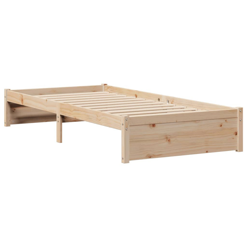 Bookcase Bed Without Mattress Solid Wood Pine, Natural, 96 x 219.5 cm