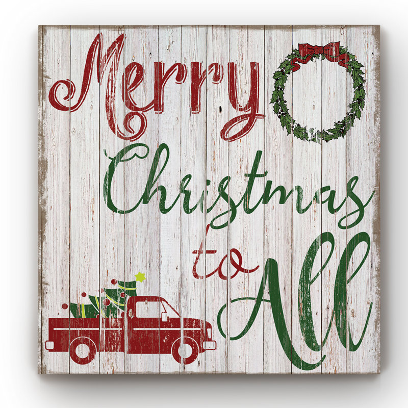 Wooden Christmas - Reproduction d'art textuel sur toile tendue, H 32 po x l 32 po x P 1 po