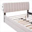 Lit plateforme tapissier à tête de lit beige chaud et rayé avec lit gigogne simple TG, molleton avec éclairage à DEL contrôlé par l'application-129232412