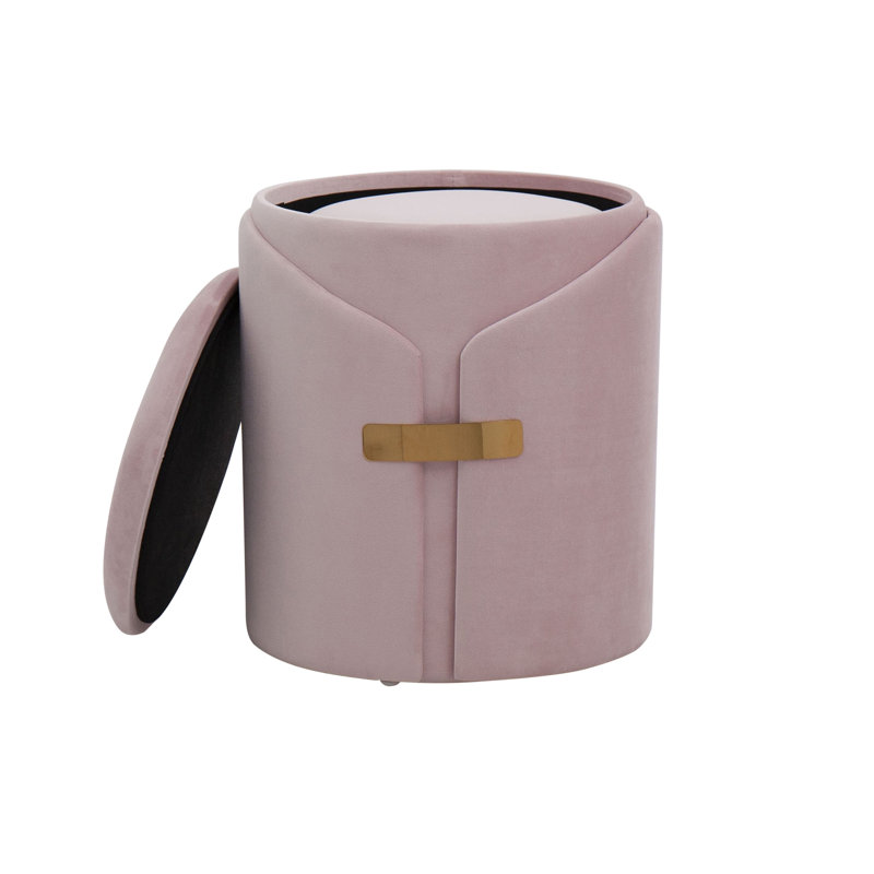 Ensemble de repose-pieds gigogne contemporain en velours rosé avec base en métal doré, Pink