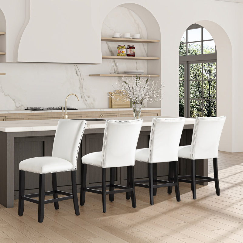 Tabouret de comptoir rembourré Camila, Blanc