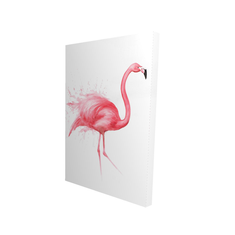 Aquarelle de flamant rose - plumes de salon, reproduction sur toile