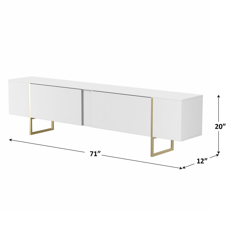 Tv Stand 71” With Gold Legs, White