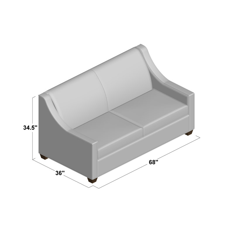 Phillips 68" Recessed Arm Sofa Bed with Reversible Cushions, Empire Mahogany, Innerspring, Fluff Rain