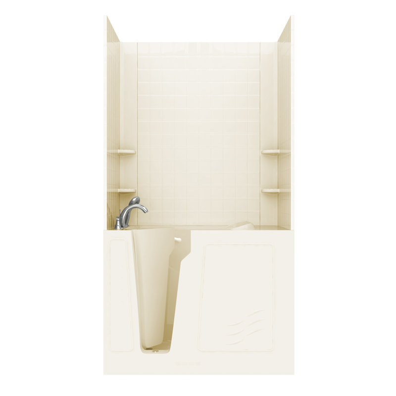 Baignoire de tourbillon 52" x 29" walk-in Flagstaff, Biscuit, Gauche