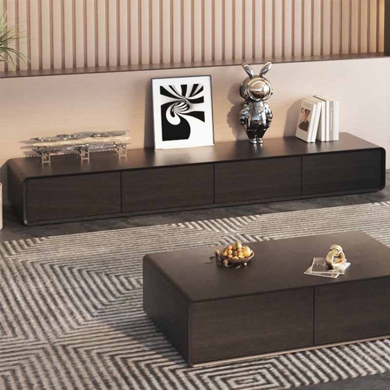 Meuble télé en bois massif italien de luxe, H 8,7 po x L 94,5 po x l 15,7 po