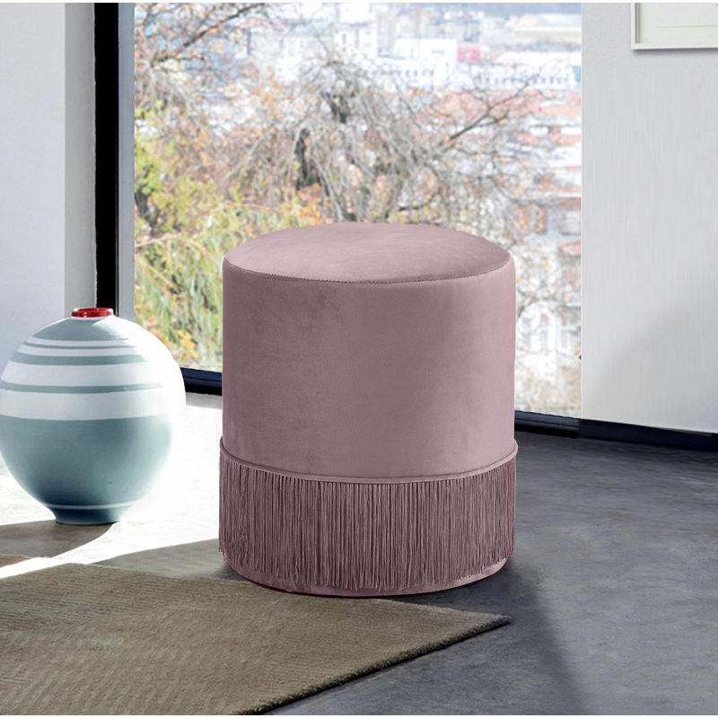 Repose-pieds standard en velours Cidnie, Velours rose