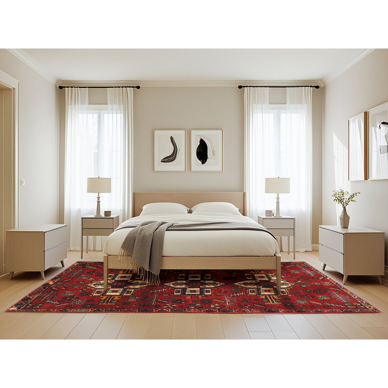 Tapis de style oriental rouge, Rectangle 5 pi x 8 pi