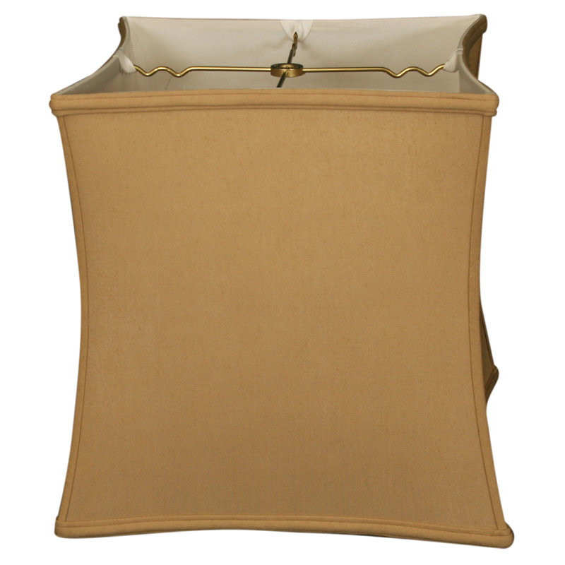 Abat-jour fantaisie en soie / shantung (araignée), Or antique / Blanc cassé, H 14 po x l 15 po x P 15 po