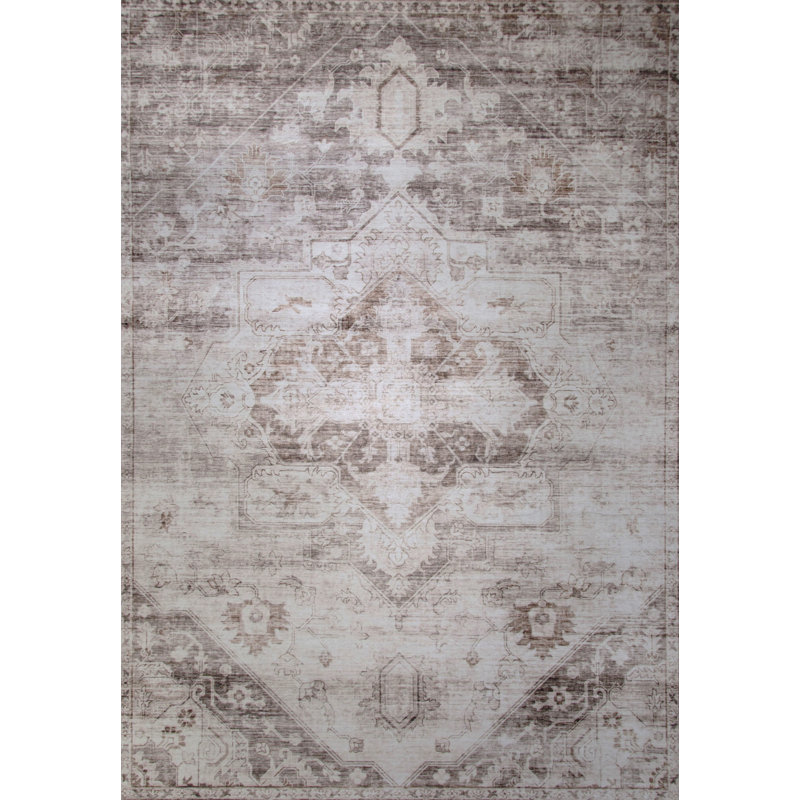 4' X 6' Brown and Ivory Oriental Area Rug