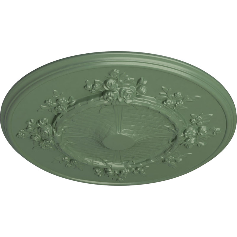 Médaillon de plafond fleur Endurathane, DE 27 po x P 1 1/8 po (convient aux auvents jusqu'à 3 7/8 po), fini vert athénien peint à la main
