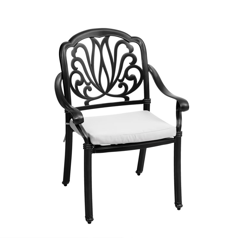 Bastian Stacking Patio Dining Side Chair with Cushion