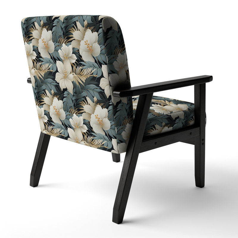 Fauteuil rembourré d'appoint tropical D, Motif tropical tropique monochrome II