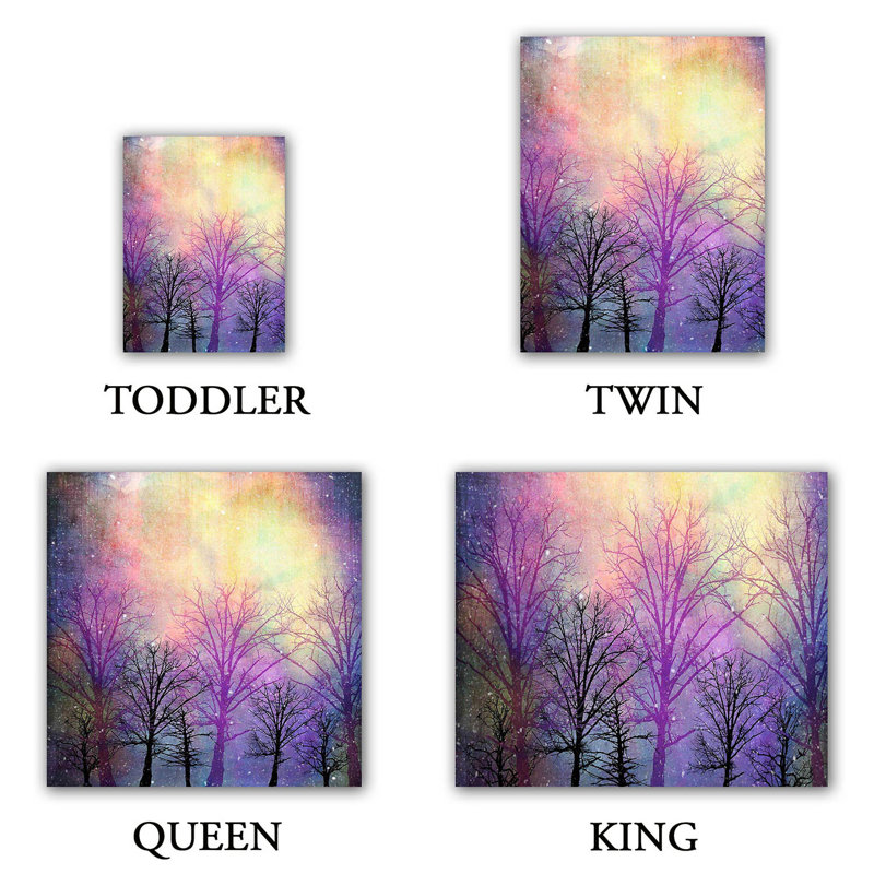 Ensemble de housse de couette trees, 1 housse + 2 taies très grand lit