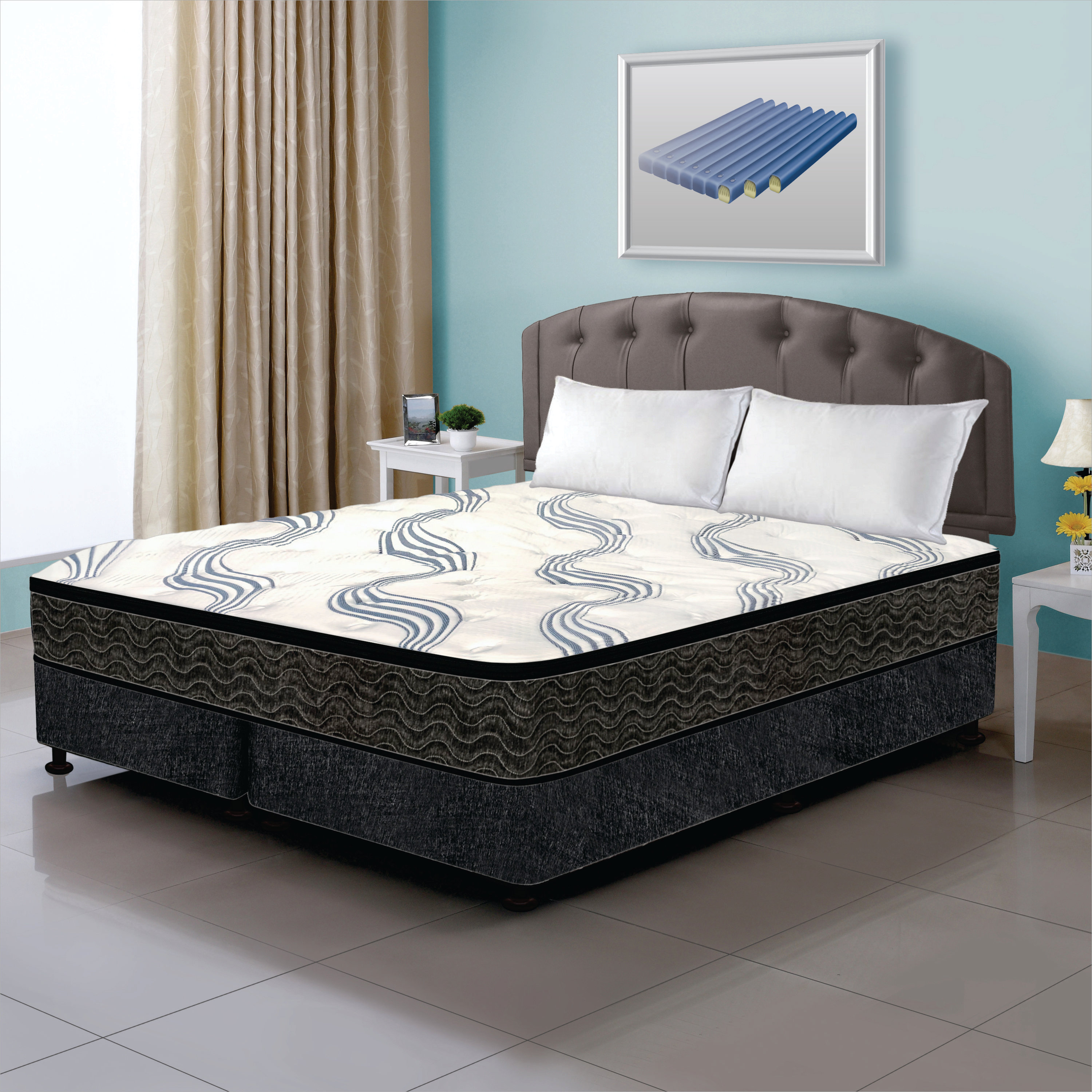 White Noise PlushTop Waveless 25" Shallow fill Softside Waterbed Mattress Wayfair