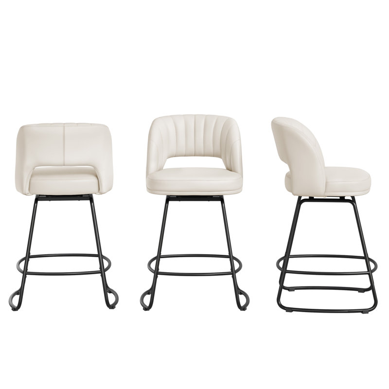 26''H Swivel Barstools With Metal Legs, White, 3