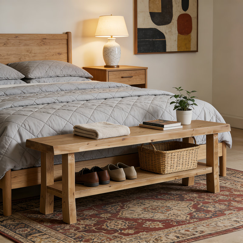 Solid Wood Storage Bench