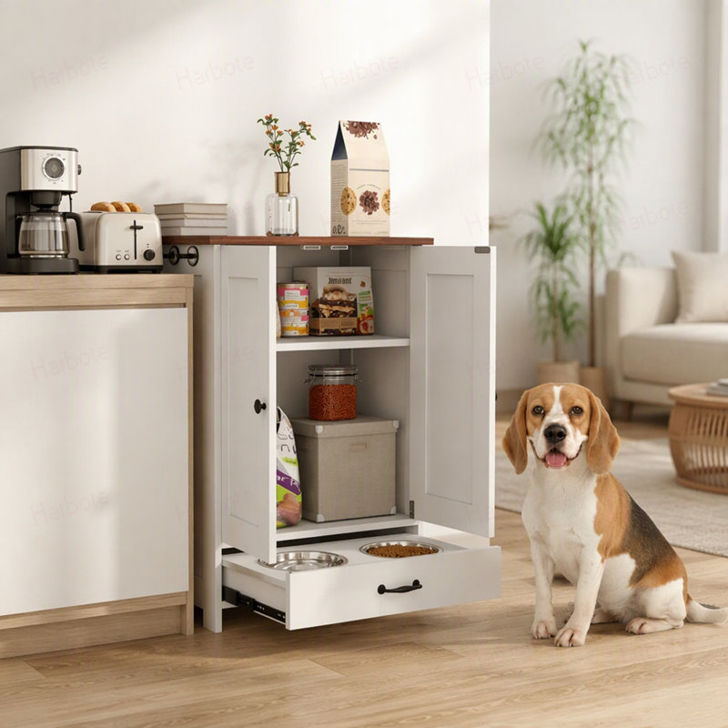 Armoire de rangement pour chien, station d'alimentation pour animaux