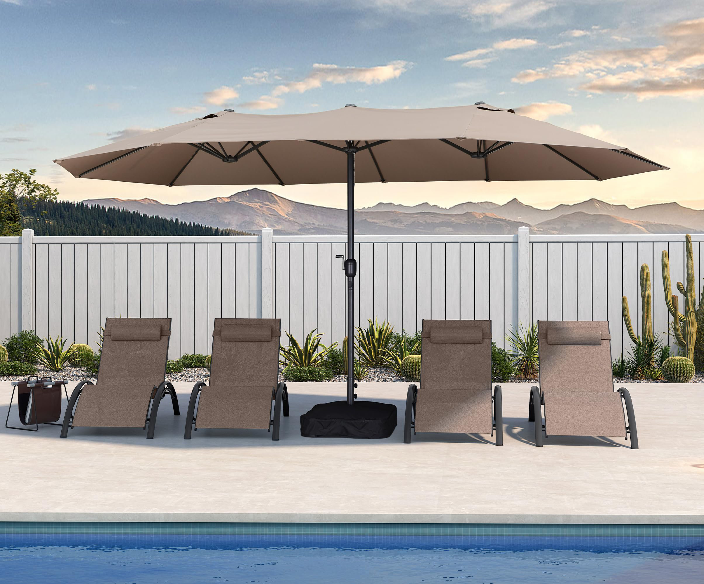 Arlmont & Co. 15ft Rectangle Outdoor Garden Table Umbrella Double Sided ...
