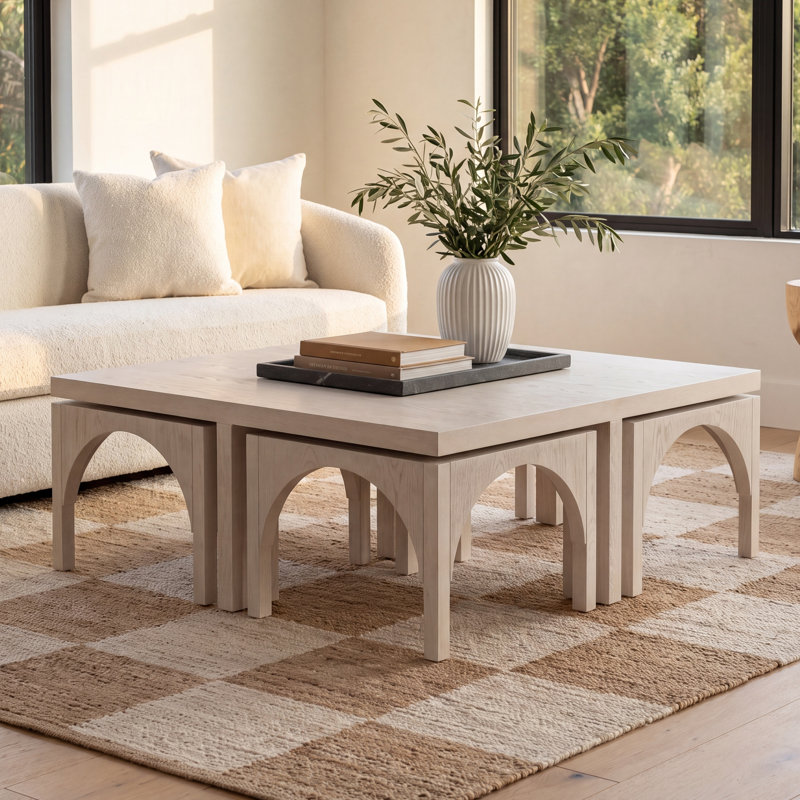 Calio Nesting Coffee Table, Off White Oak Solid