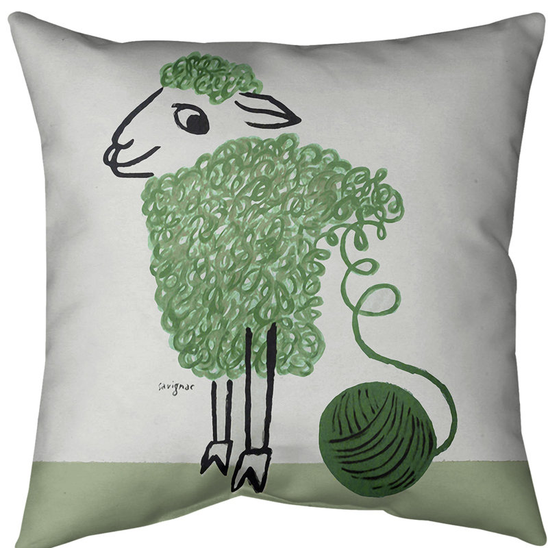 Housse de coussin euro affiche en laine, Vert, Polyester filé