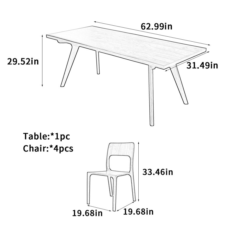 Black Walnut Rectangular Dining Table, 29.52" H x 62.99" L x 31.49" W