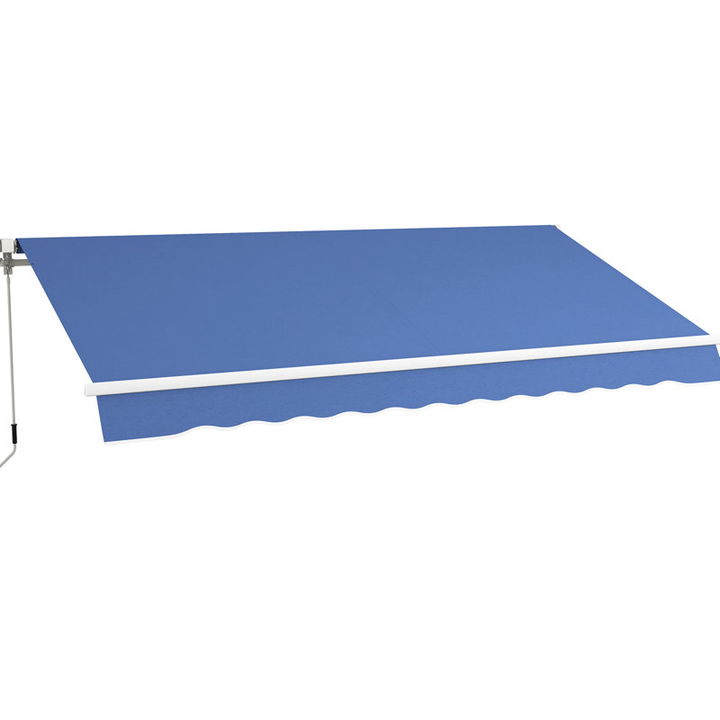 Auvent rétractable bleu foncé, 12 pi x 10 pi, tissu 280G / M et eau, manivelle manuelle, cadre en aluminium pour différentes surfaces Auvent de balcon de 10 pi, terrasse, cour